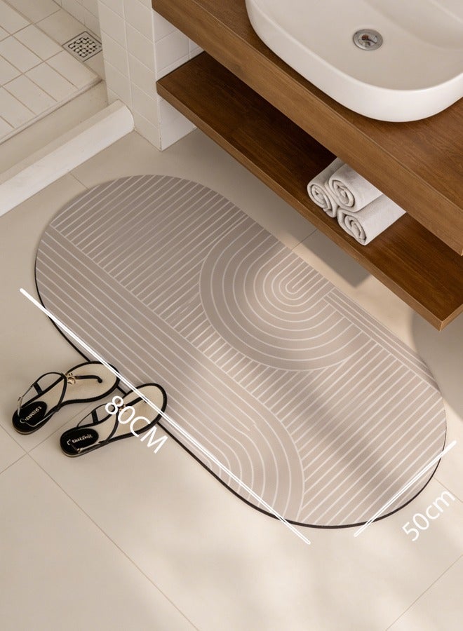 شو وو سجادة حمام دياتوم، سجادات أرضية الحمام مضادة للانزلاق وسجادة حمام سريعة الجفاف، سجادة حوض استحمام فائقة الامتصاص مع سجادة غير قابلة للانزلاق، سميكة وناعمة وسهلة التنظيف، 50 × 80 سم - Image 2